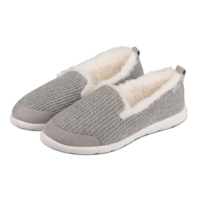 Isotoner® Ladies Iso-Flex Waffle Full Back Slipper Grey Extra Image 1